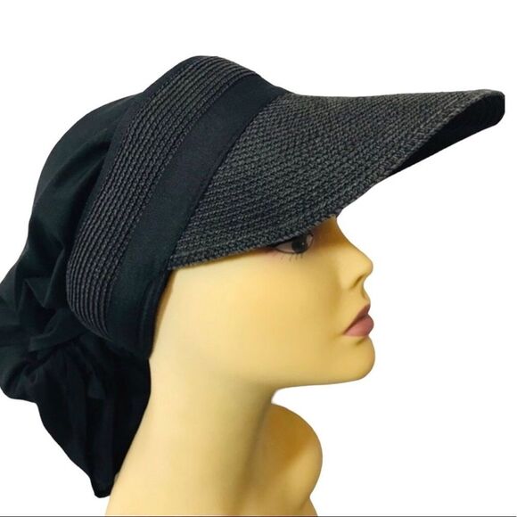 Black Versatile Hat Paper and Cotton Blend - Picture 2 of 10
